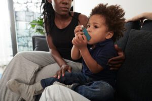 Boy Suffering from Asthma Attack
